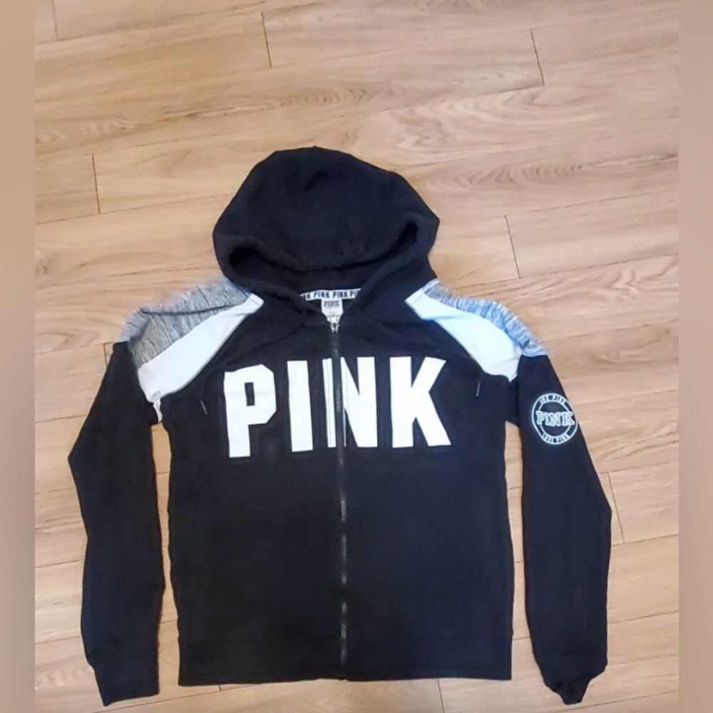 PINK Victoria's Secret Black and White Hoodie